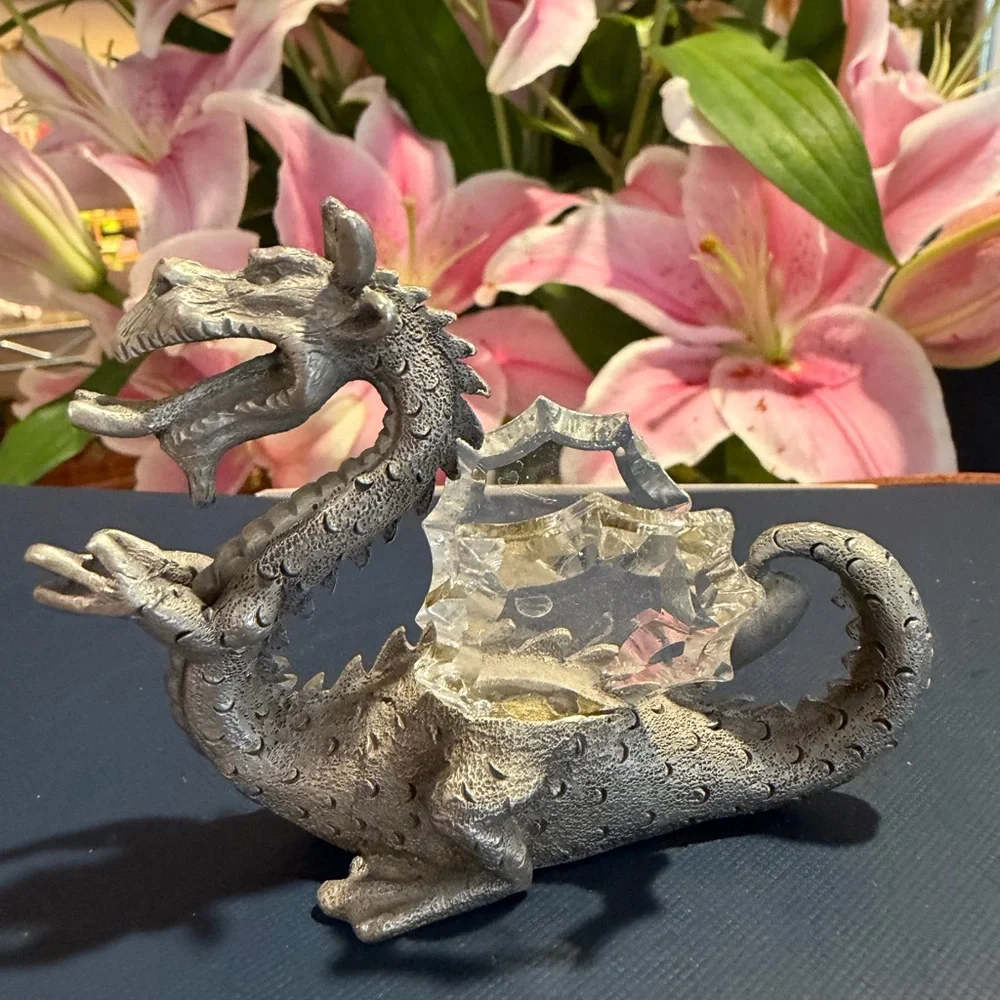 Mystical Silver Dragon Reptile Decor